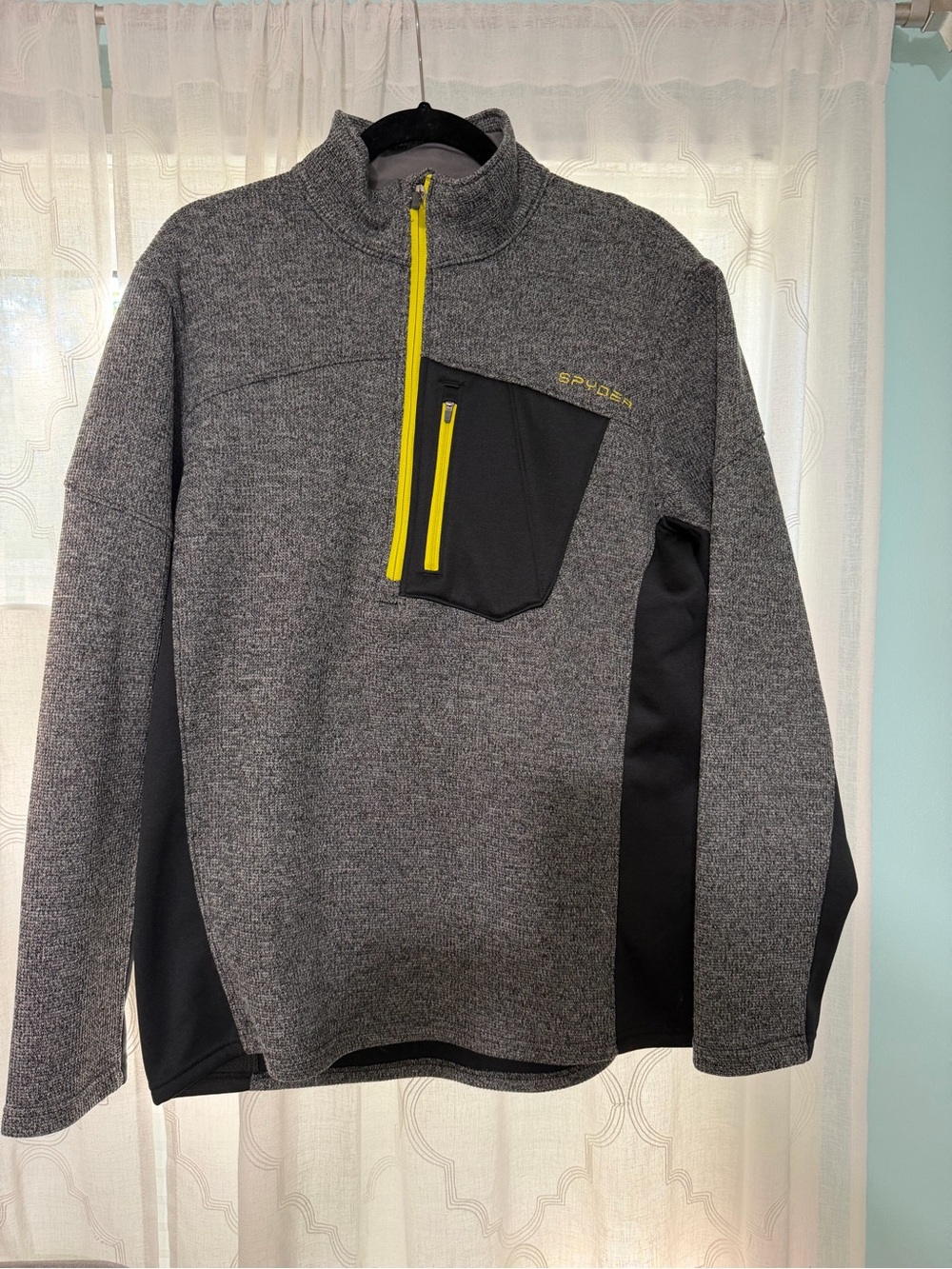 Spyder Grey Pullover with Yellow Zipper and Black Panels